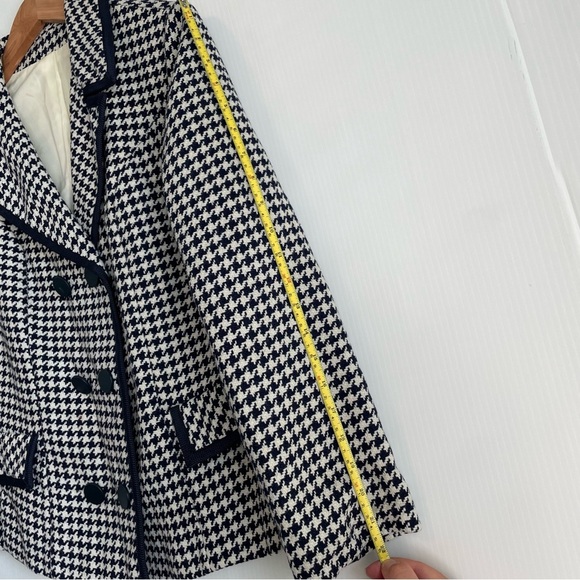 Vintage Stylish Houndstooth blazer Jacket ladies workers union navy and white - Picture 4 of 10